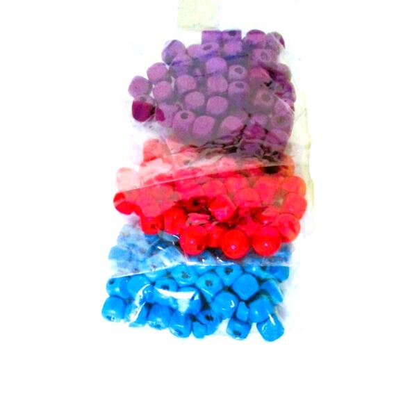 Wood Craft Beads 8 x 8 mm Squared Purple Red Aqua Jewelry Making Craft Supplies - Picture 1 of 1
